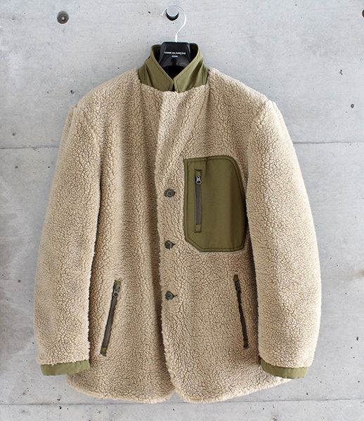  new goods COMMEdesGARCONS HOMME *20AW nylon tasa-& fleece reversible jacket olive S size Garcon Homme *RC-2