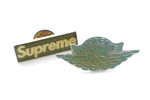 国産品 レトロ パロディ ボックスロゴ 2個セット ピンバッジ Supreme 90年代 ★激レア ピンバッチ ◆KC-1 シュプリーム ヴィンテージ 90s ピンズ その他