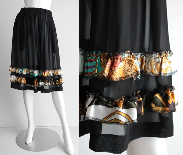 COMME des GARCONS GIRL * античный ткань tia-do юбка чёрный XS Comme des Garcons оборка .. материалы <P17-GH22> ZX3
