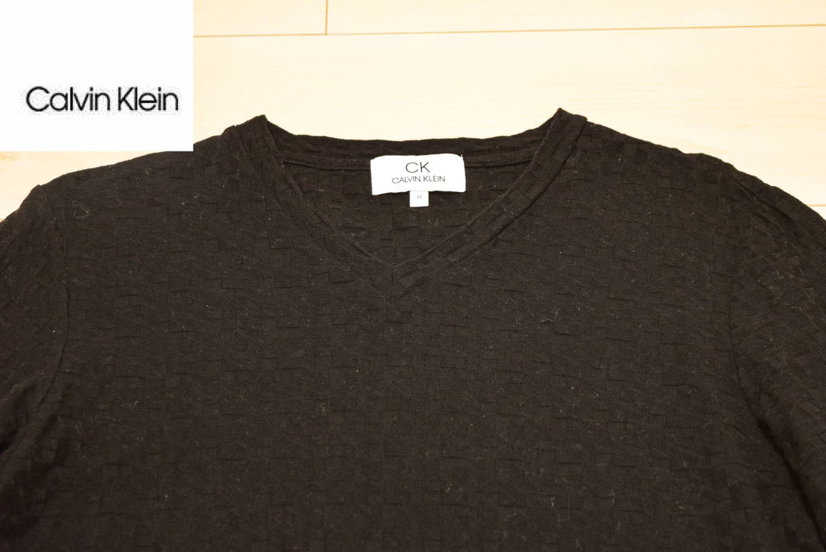 Calvin Klein カルバンクライン コットン 100% 黒 ニット セーター M 春 (E0022809)_画像1