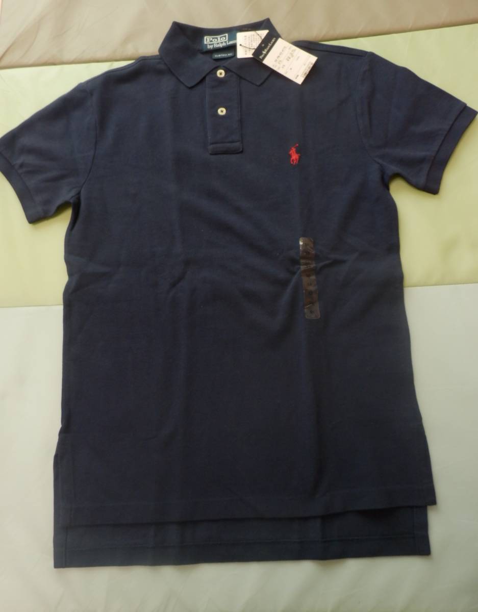 新品 タグ付き POLO RALPH LAUREN ポロ ラルフローレン 定番 鹿の子 ポロシャツ カスタムフィット ネイビー ユニセックス可 正規品_画像1