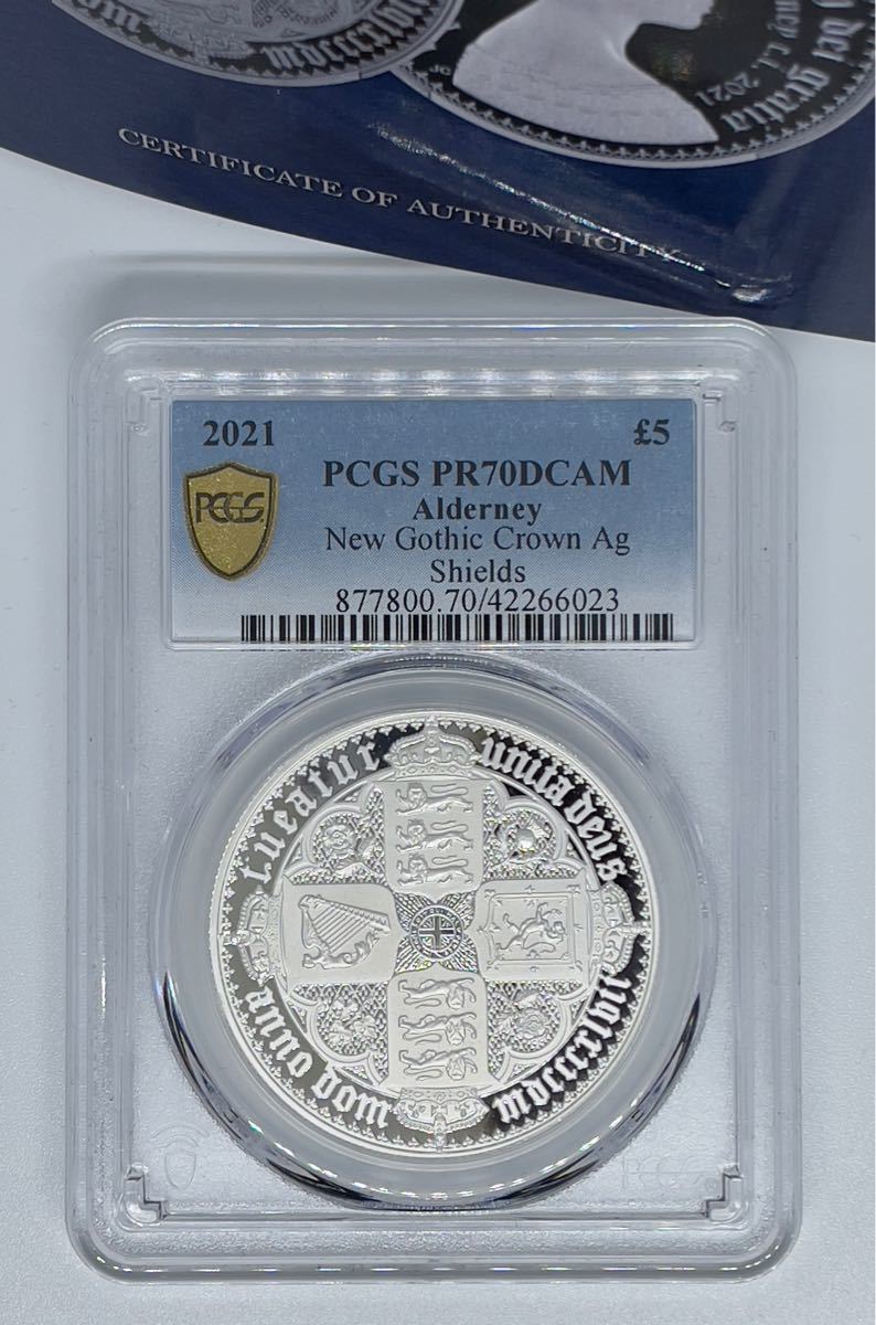 【最高鑑定】2枚セット 2021 オルダニー ニュー・ゴチック・クラウン 5ポンド 銀貨 PCGS ゴシック イギリス エリザベス