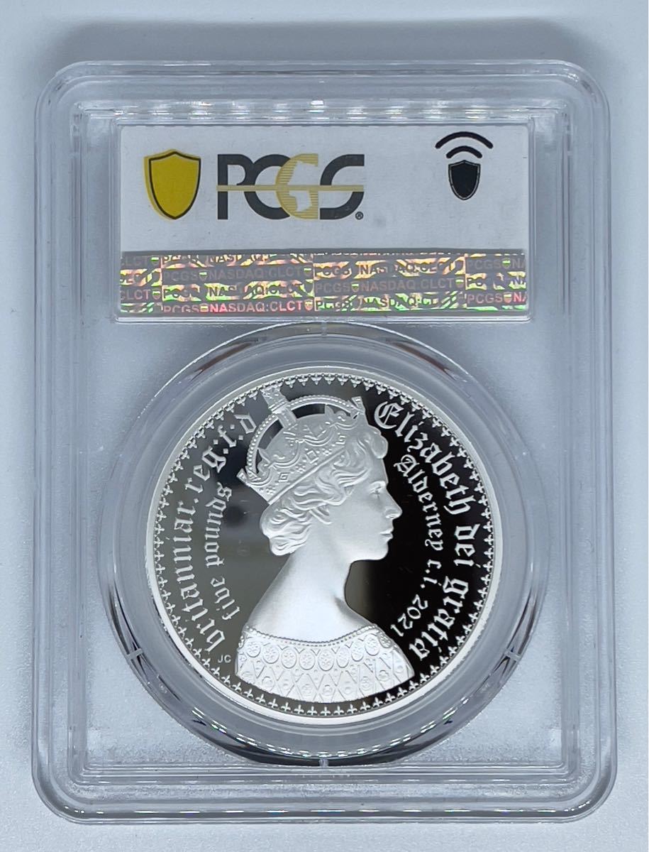 【最高鑑定】2枚セット 2021 オルダニー ニュー・ゴチック・クラウン 5ポンド 銀貨 PCGS ゴシック イギリス エリザベス