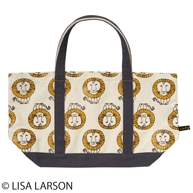 感謝価格 リサラーソン トートバッグ 再再販！ 約H30×W35×D15㎝ ライオンパターン 帆布 LISA バッグ 北欧雑貨 LARSON