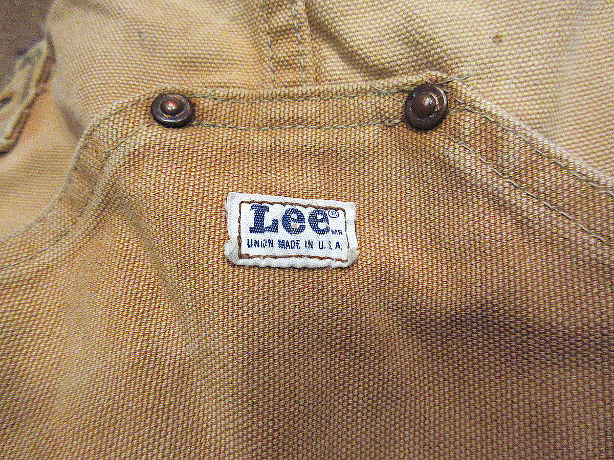  Vintage 70*s*Lee Brown Duck double knee overall absolute size W98cm*220219s1-m-oval-W39 1970s Lee Work coveralls men's old clothes USA