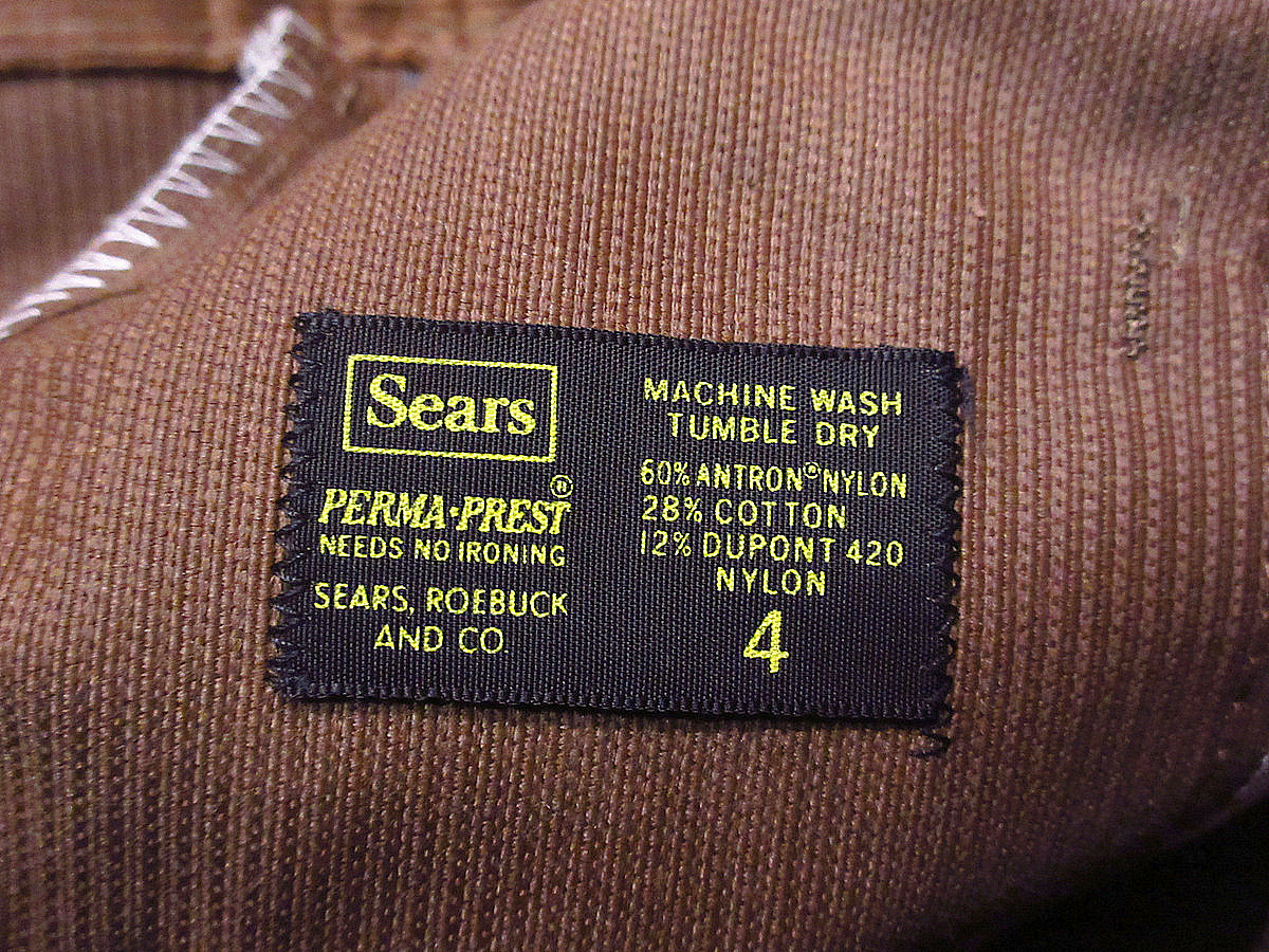ビンテージ60's70's●DEADSTOCK Searsキッズコーデュロイテーパードパンツ茶表記4 SLIM●220221i3-k-pnt-ot 1960s1970sデッドストック_画像7