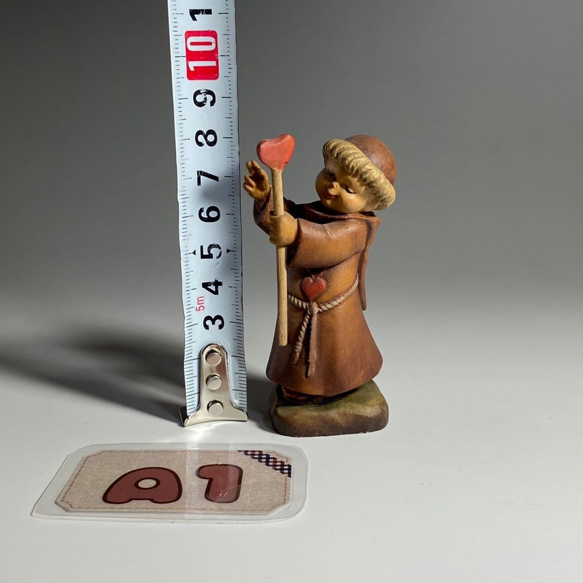 アンティーク【ANRI】アンリ 木彫人形 ハートの杖を持った少年 高8cm / 置物飾り物 ヴィンテージ 人形 インテリア_画像8