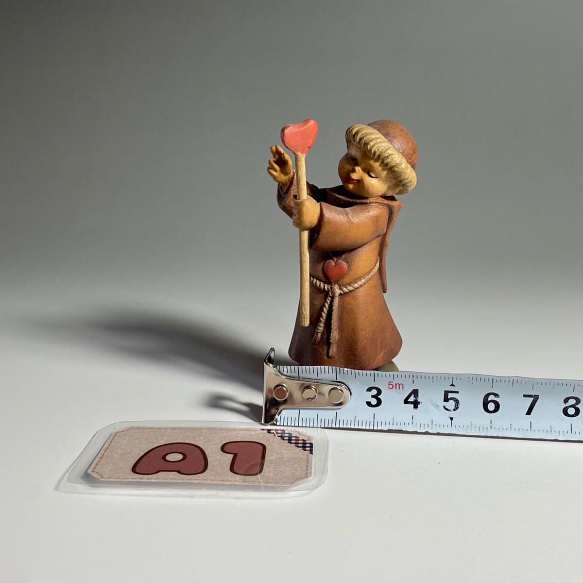 アンティーク【ANRI】アンリ 木彫人形 ハートの杖を持った少年 高8cm / 置物飾り物 ヴィンテージ 人形 インテリア_画像9