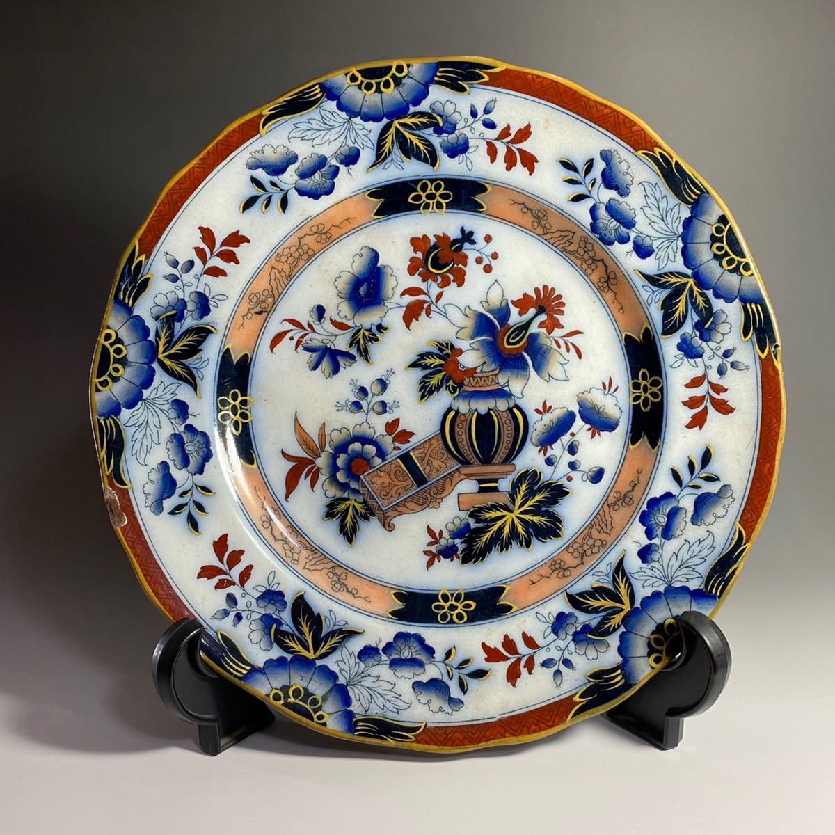 【メール便無料】 英国アンティーク/アダムス&サンズ/古伊万里写飾皿/(検)骨董 1800年 - 1900年