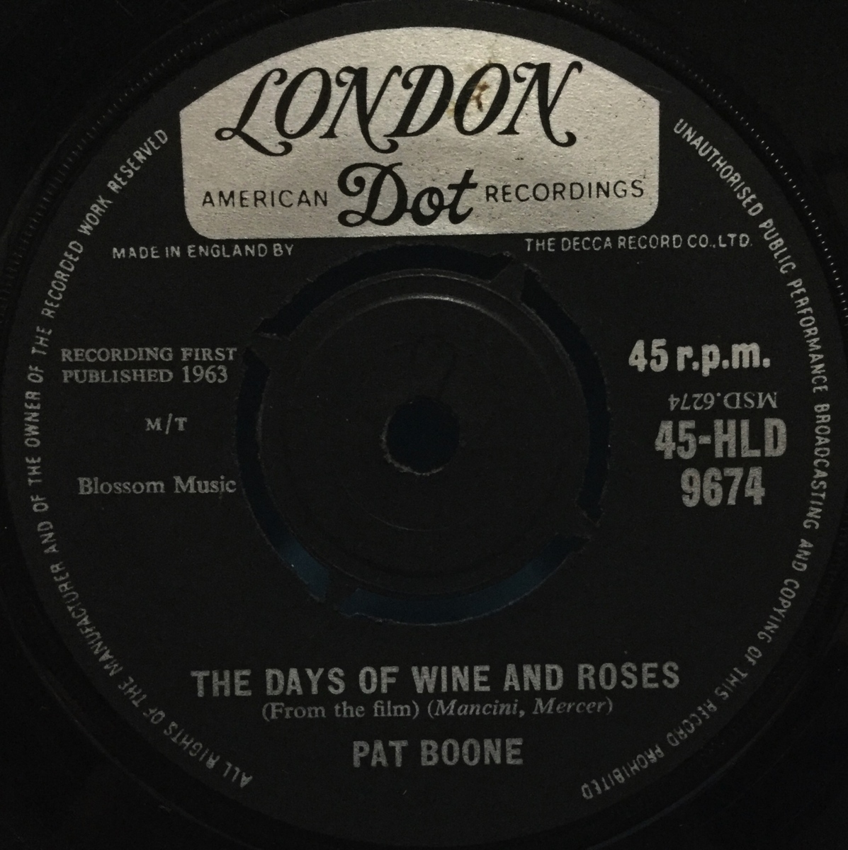 EP 洋楽 Pat Boone / The Days Of Wine And Roses 英盤_画像3