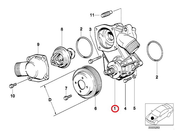 BMW ウォーターポンプ Oリング付き PA681 11511729855 7シリーズ E32 E38 750i 750iL 8シリーズ E31 850Ci 850CSi M70 M73エンジン_画像5