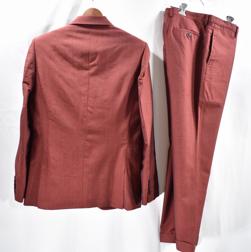 PAUL SMITH】英国生地上質モヘヤ混ウールスーツM赤茶B250ポールスミス