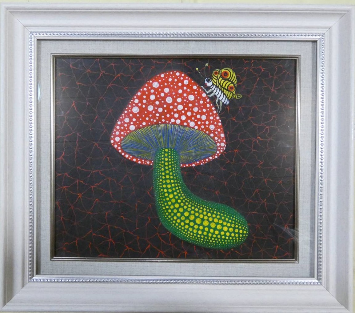 未使用品】 F8号 手描き油彩画 サイン 草間彌生【かぼちゃ 手描き油彩