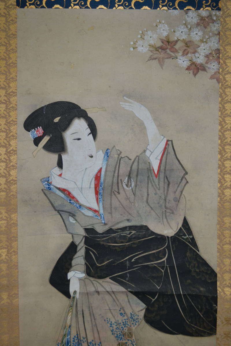 萩の美人画 掛軸 Y242 Yahoo!オークション - 1046【模写】掛軸 美人画 浮世絵 岩佐勝重