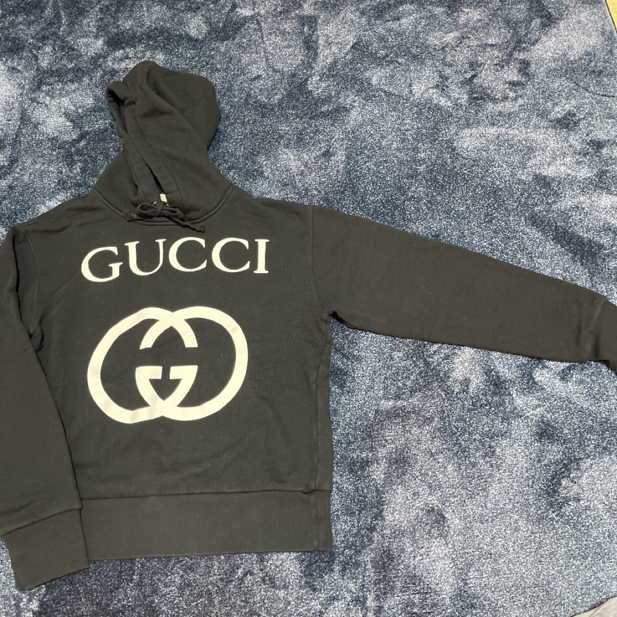 極美品】GUCCI グッチ インターロッキング Gロゴ ブラックパーカー XS