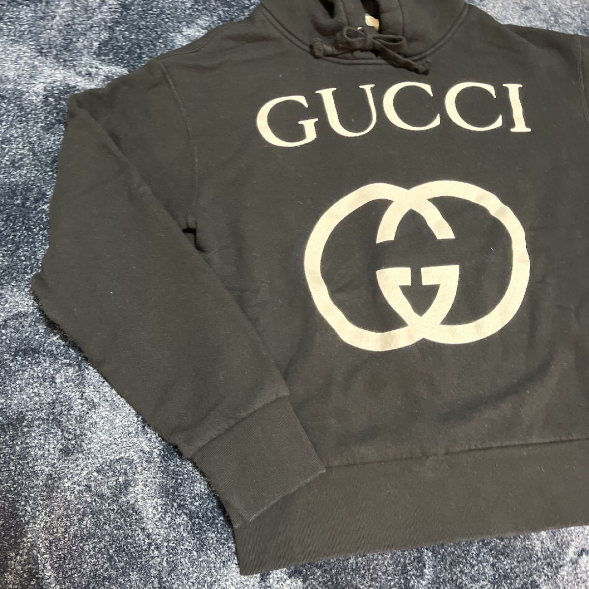 極美品】GUCCI グッチ インターロッキング Gロゴ ブラックパーカー XS