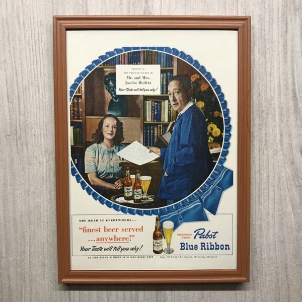 ■即決◆1949(昭和24)年 Pabst Blue Ribbon ブルーリボン ビール【B4-6060】アメリカビンテージ雑誌広告【B4額装品】当時本物広告 ★同梱可_画像1