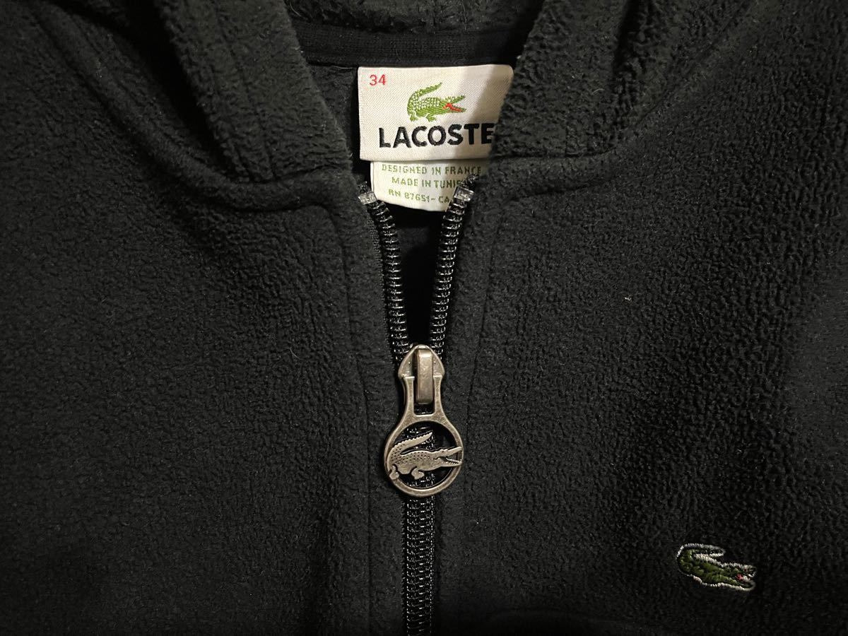 LACOSTE ラコステ ジップアップパーカー ジップパーカー 裏起毛 フルジップパーカー　レディース S M ブラック