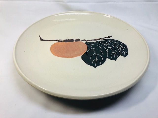 【USED】大皿　直径：30㎝　柿絵柄　和食器　盛皿　飾り皿