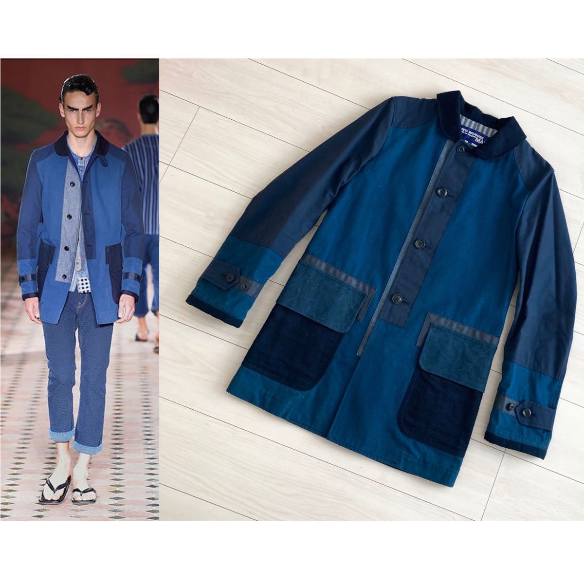 JUNYA WATANABE MAN 15SS 藍染め パッチワーク コート インディゴ