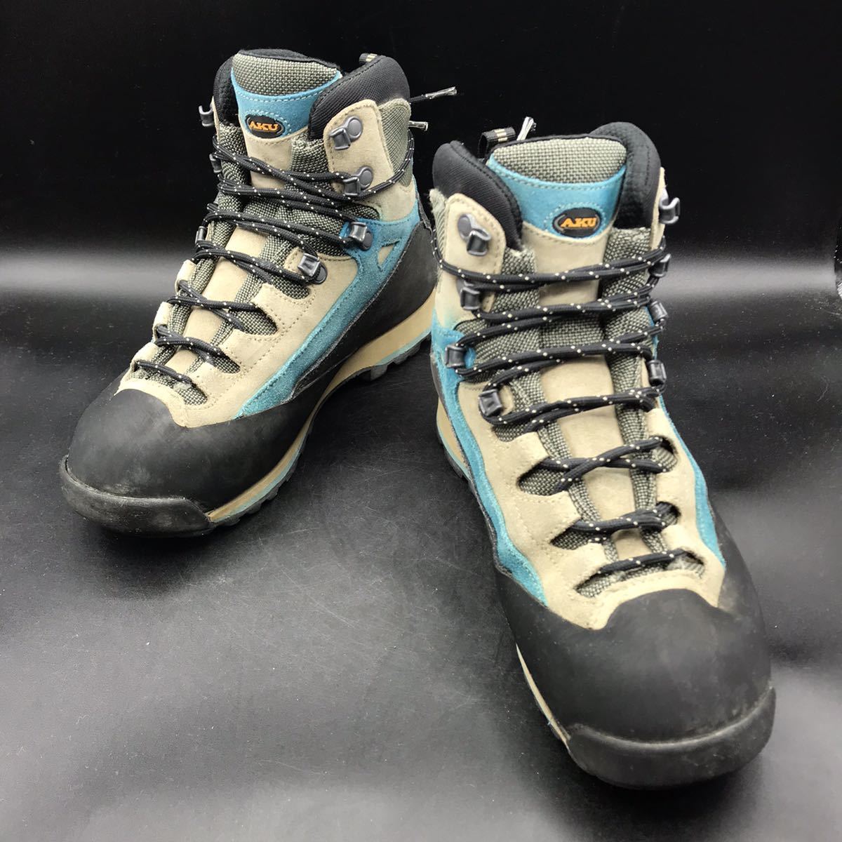 S75 AKU アク トレッキングブーツ GORE-TEX ゴアテックス 登山靴 メンズ US6.5 24.5cm相当 ベージュ ブラック ブルー vibramソール _画像3