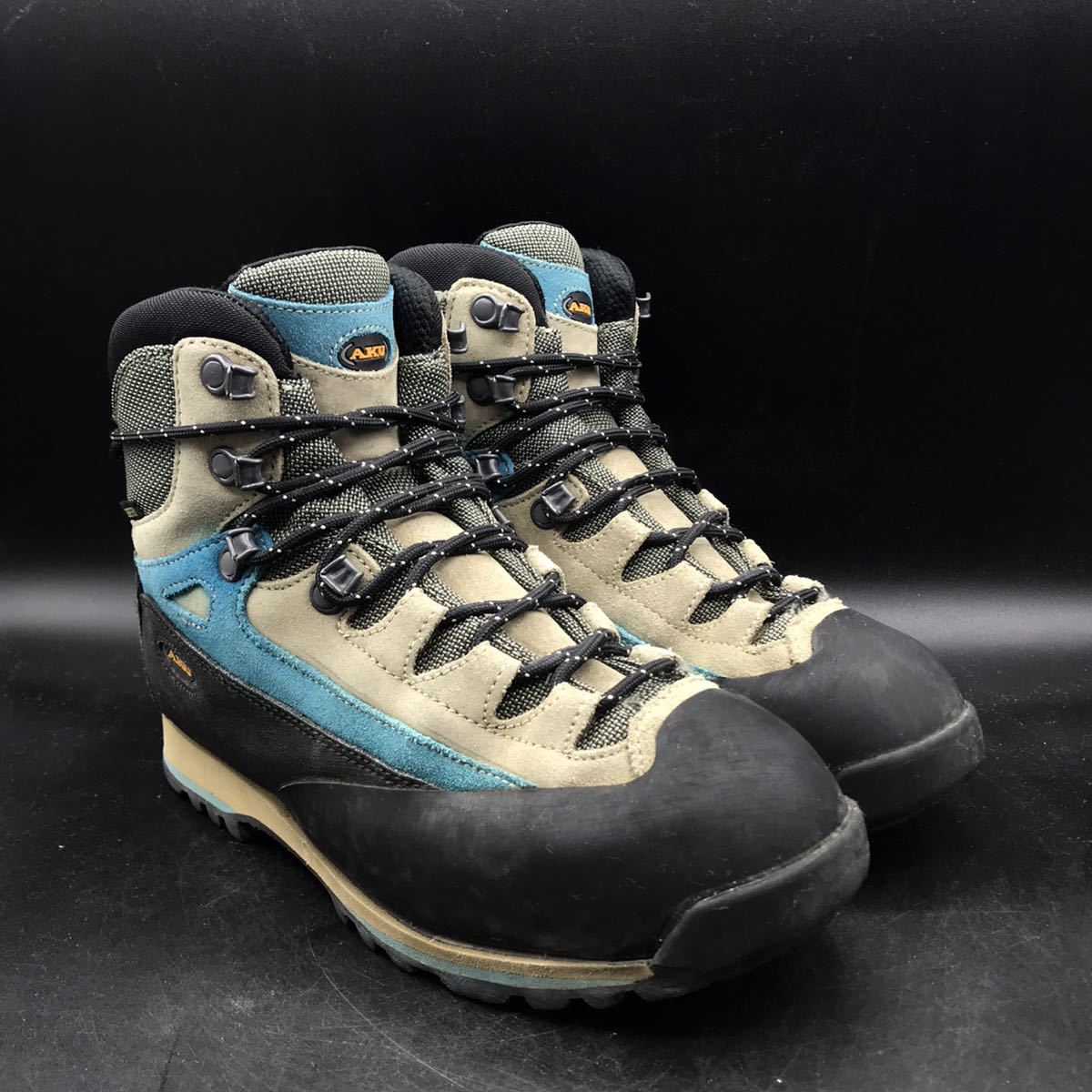 S75 AKU アク トレッキングブーツ GORE-TEX ゴアテックス 登山靴 メンズ US6.5 24.5cm相当 ベージュ ブラック ブルー vibramソール _画像2