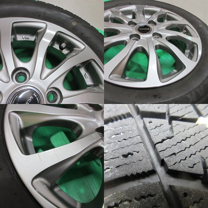 ムーブ 155/65R14 冬用2017年スタッドレス 60%-70%山 ブリヂストン VRX 4本 4穴PCD100 +45 タント スペーシア ミライース N-BOX 中古新潟発_画像7