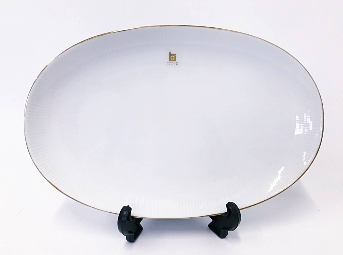 白山陶器 楕円皿 パーティーセット 大皿 1枚 小皿 5枚 金彩縁取り オーバルプレート ケーキ皿 大小セット HAKUSAN_画像2