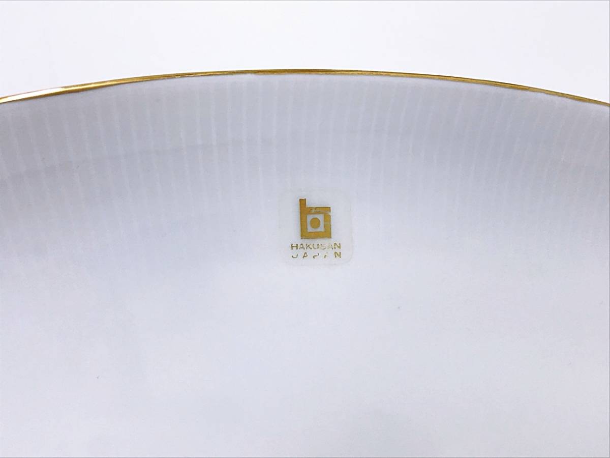 白山陶器 楕円皿 パーティーセット 大皿 1枚 小皿 5枚 金彩縁取り オーバルプレート ケーキ皿 大小セット HAKUSAN_画像3