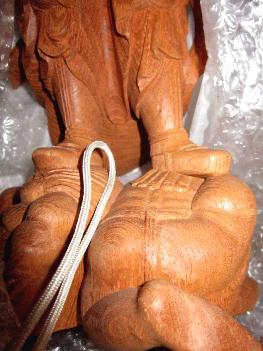 ケヤキ木彫り仏像 四天王の内の「増長天」　　中国 高しょう順 作_画像5