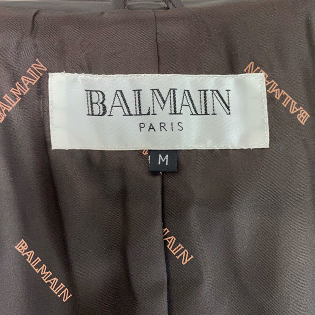 即決☆BALMAIN☆メンズM レザーテーラードジャケット バルマン 茶系