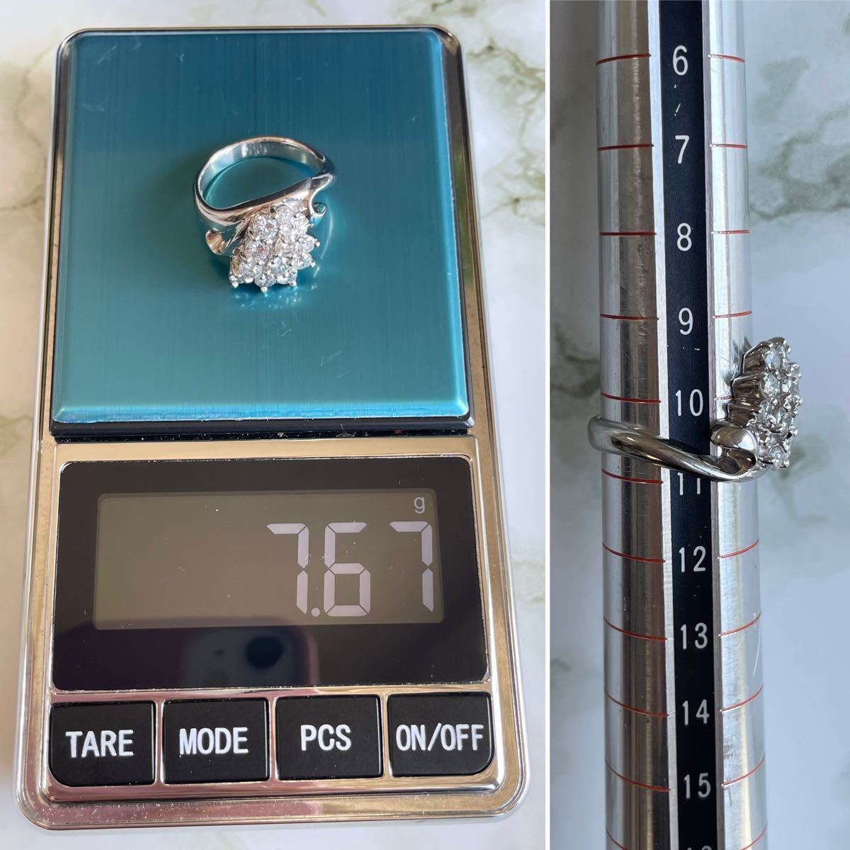 pt900 刻印あり 1.00ct 11粒 ダイヤモンド ファッション リング www