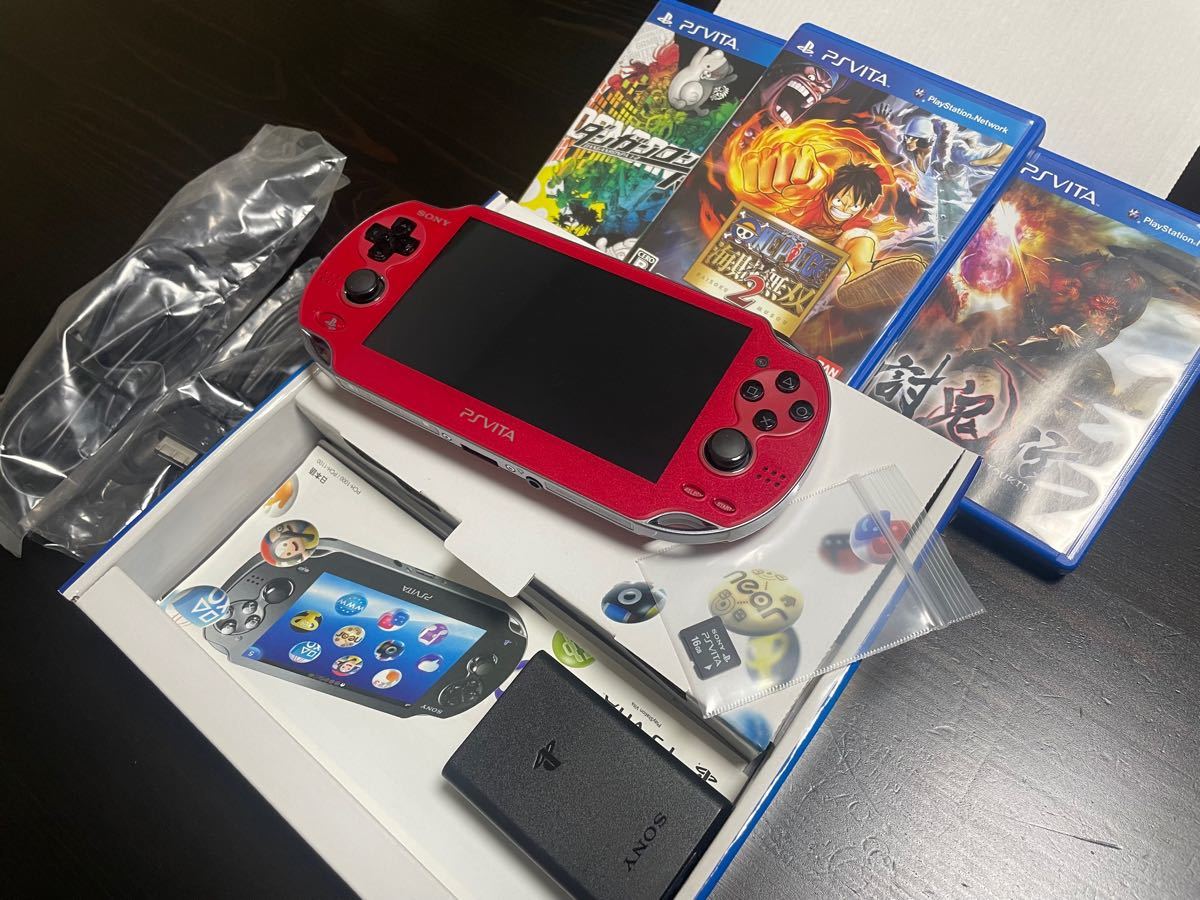 PS Vita Wi-Fiモデル レッド SONY PCH-1000 メモリーカード16GB +