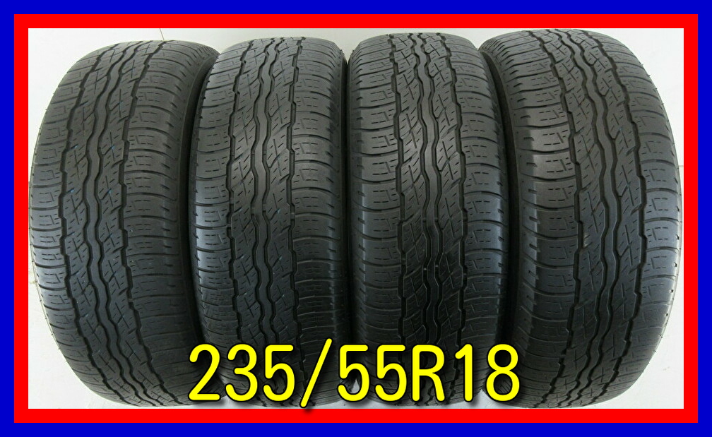 ■中古タイヤ■　235/55R18 100H BRIDGESTONE DUELER H/T 687 ハリアー エクストレイル CX-5等 夏タイヤ 4WD 4X4 激安　送料無料　S388_中古タイヤ4本