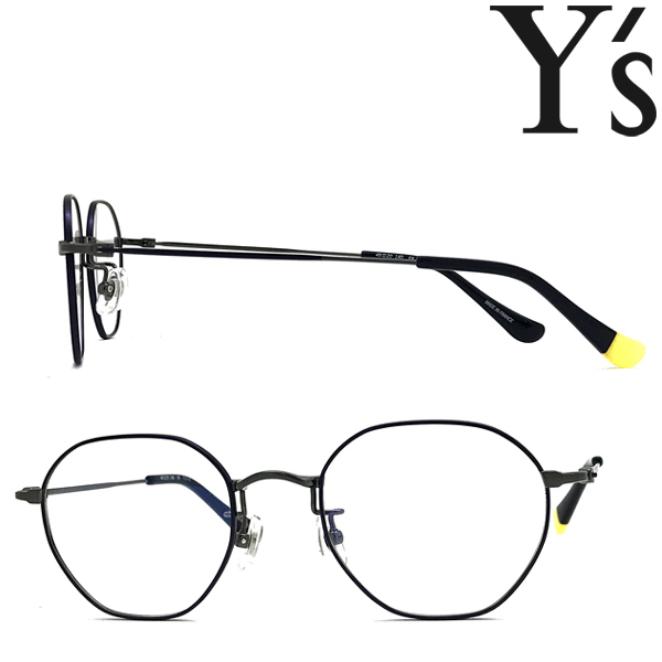 Y's ワイズ メガネフレーム ブランド ガンメタル×ネイビー オクタゴン 眼鏡 YS-81-0009-02