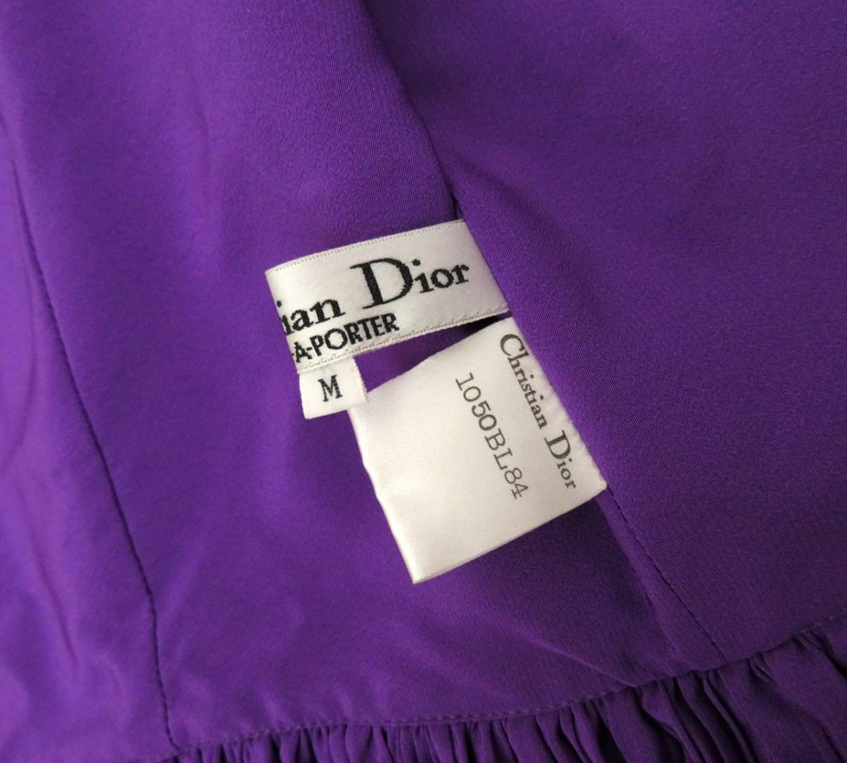 5643 new goods unused tag attaching Christian Dior Christian Dior Switzerland made cloth puff sleeve hem pleat long sleeve blouse M Vintage rare 