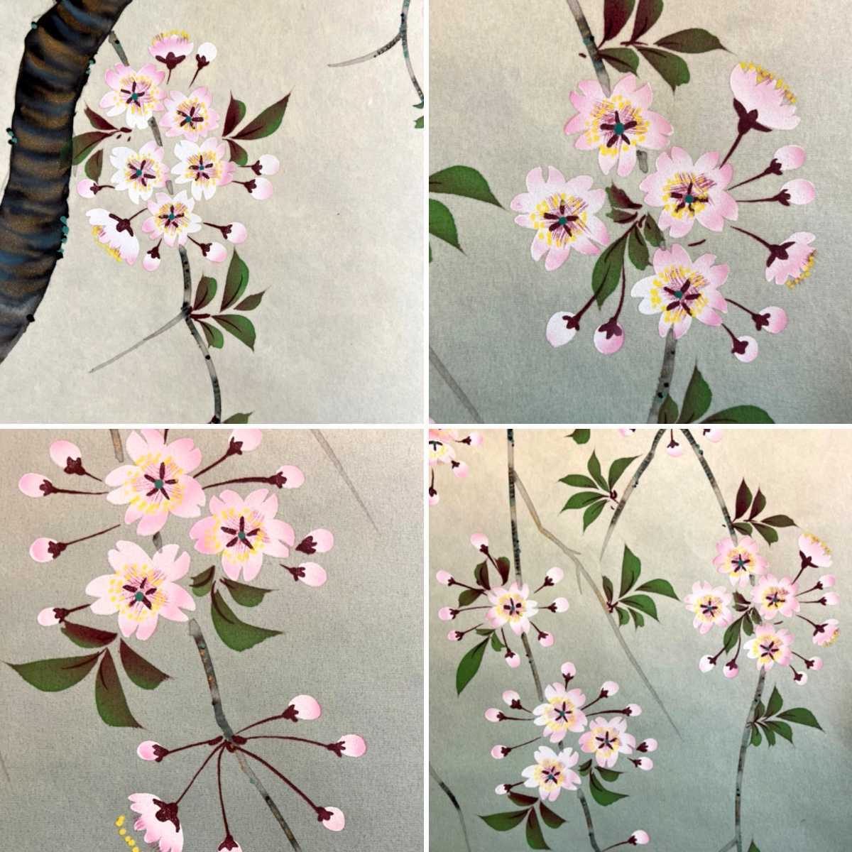 Yahoo!オークション - 【門八】 春秋 「朧月しだれ桜雀図」 絹本