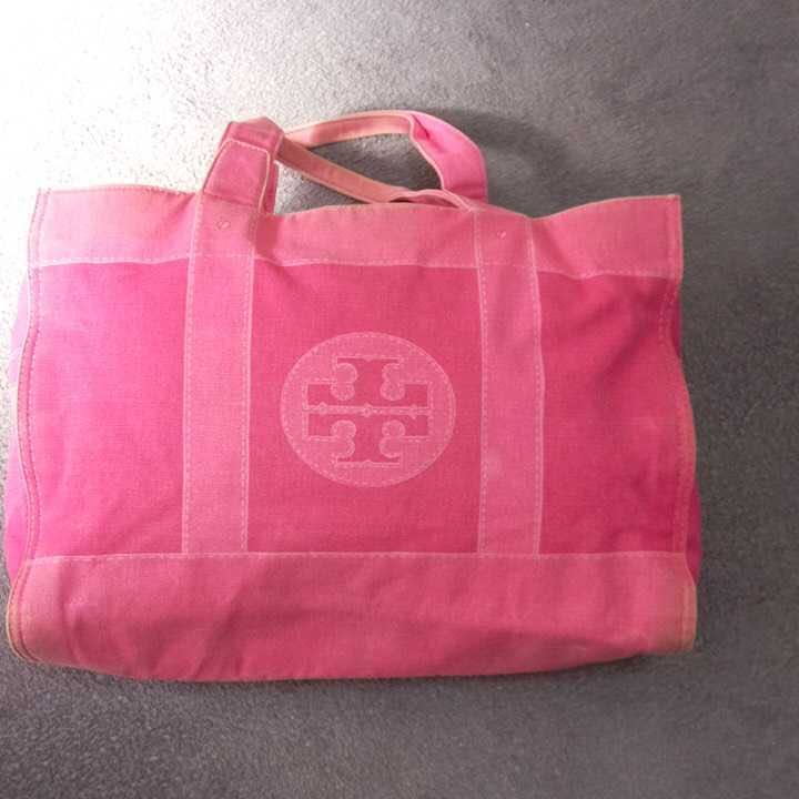 Tory Burch Tory Burch парусина большая сумка примерно 43×30×16. прекрасный товар 