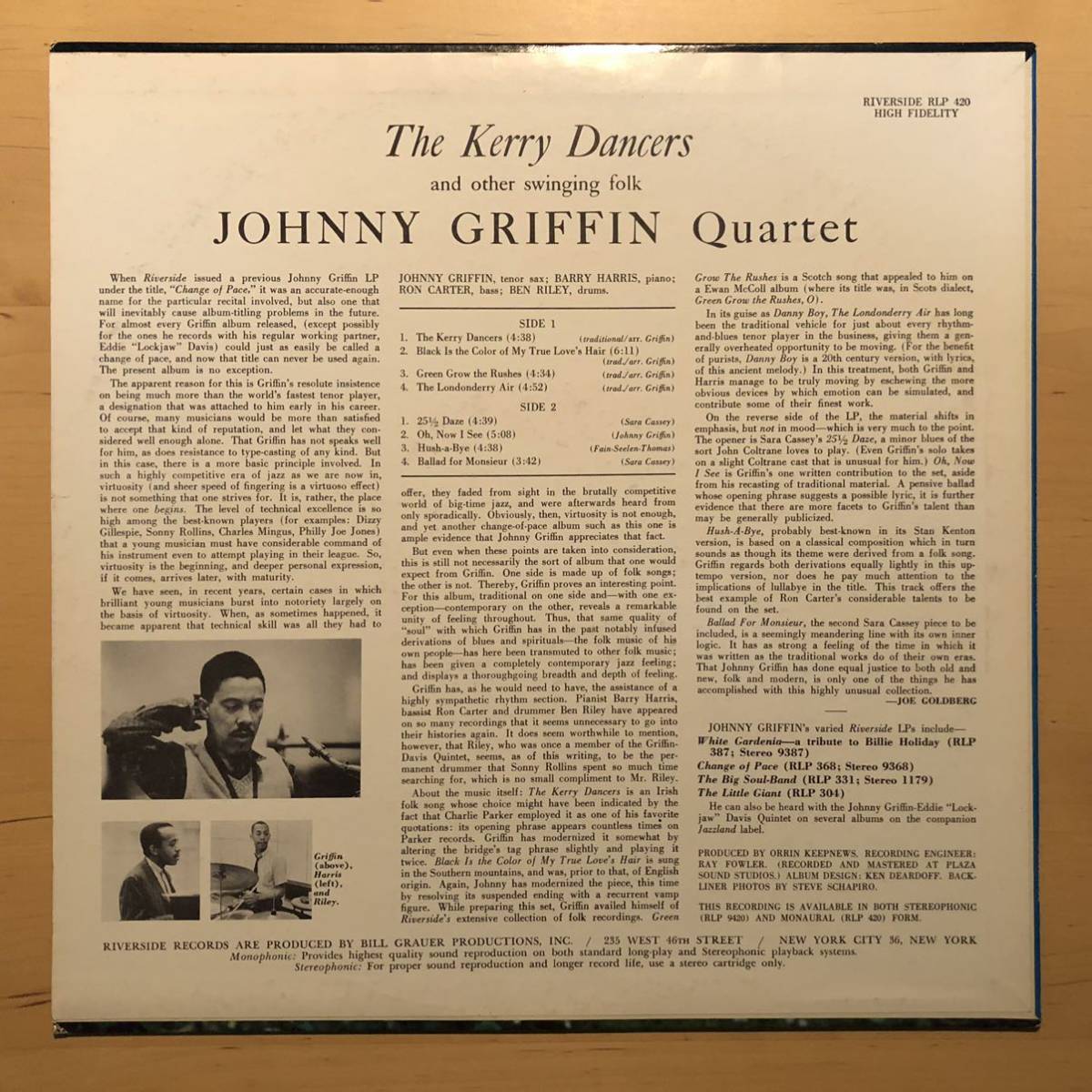 グッズ US オリジナル JOHNNY GRIFFIN THE KERRY DANCERS RLP420 青大 MONO 235Wジャケ