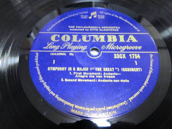 シューベルト 交響曲第9番 英COLUMBIA 青金 33CX1754 クレンペラー_画像3