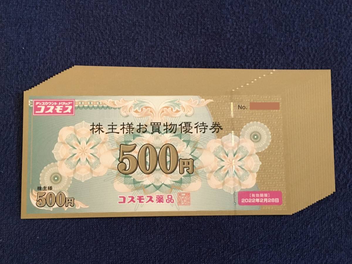 コスモス薬品・株主優待◇お買物優待券1万円分(500円券×20枚