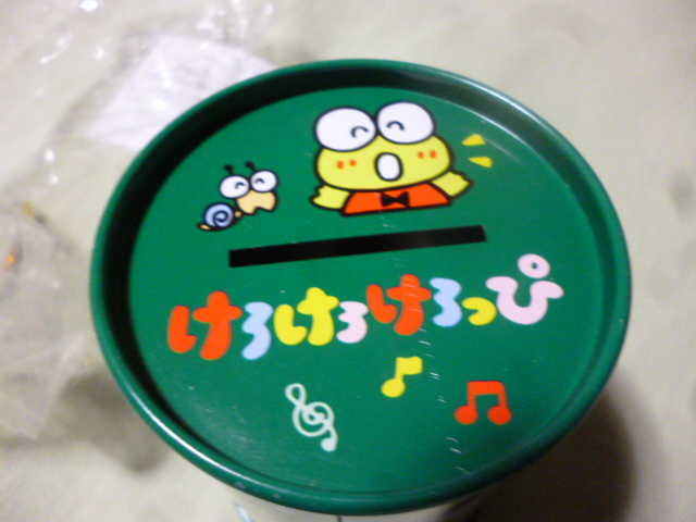中古 レトロ けろけろけろっぴ 缶の貯金箱 1996年 サンリオ 未使用 aob