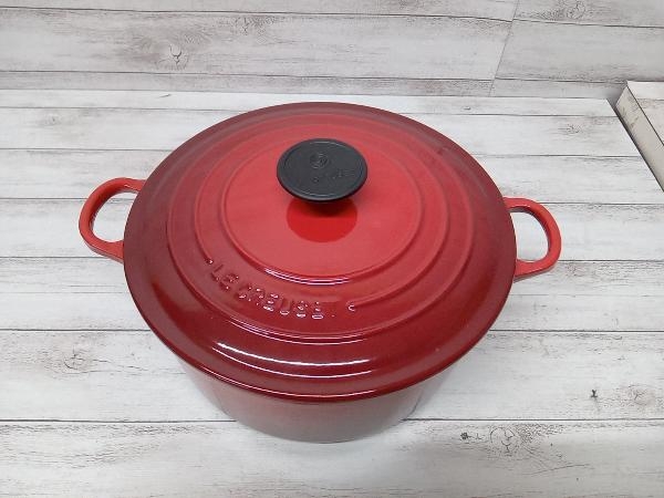 極美品 LE CREUSET ル・クルーゼ 両手鍋 24cm 赤色 チェリーレッド 箱