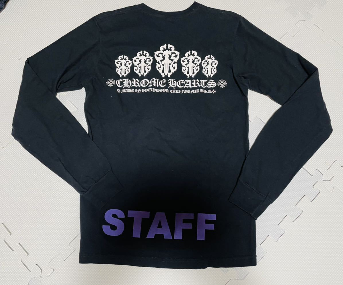 正規品Aランク CHROME HEARTS STAFF T-SHIRT クロムハーツ STAFF Tシャツ 長袖 ロングカットソー ブラック Sサイズ