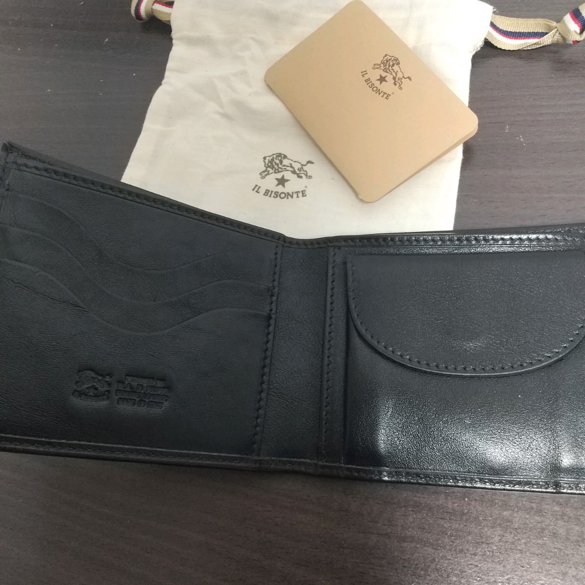 新品 本革 レザー イルビゾンテ 二つ折り 財布 小銭入れ ブラック 訳