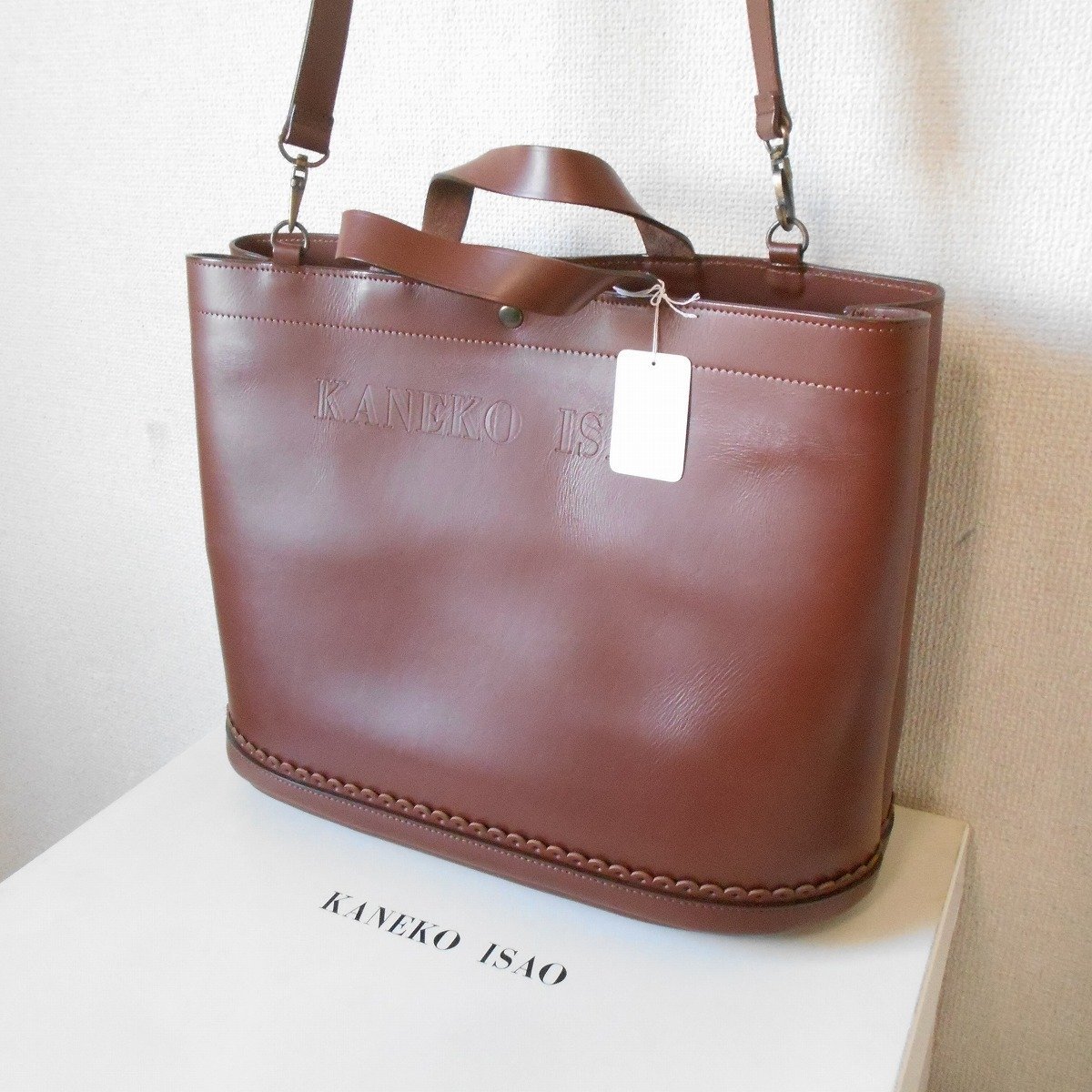  не использовался Kaneko Isao KANEKO ISAO натуральная кожа плечо имеется большая сумка Brown 