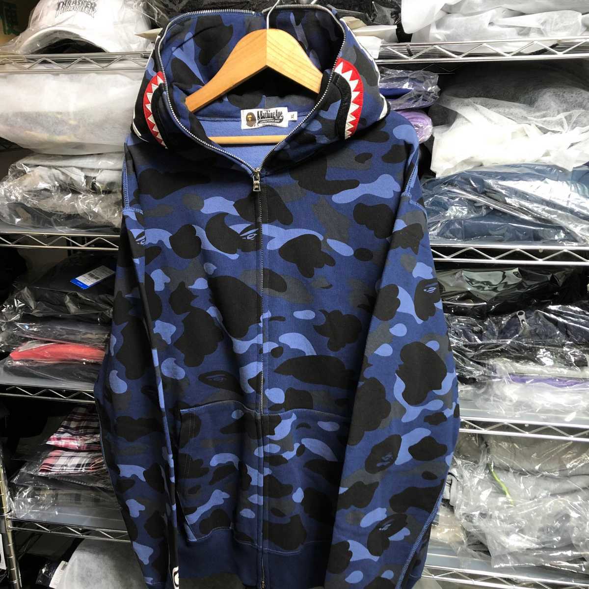 XL 超美品 BAPE a bathing ape COLOR CAMO SHARK FULL ZIP HOODIE BLUE