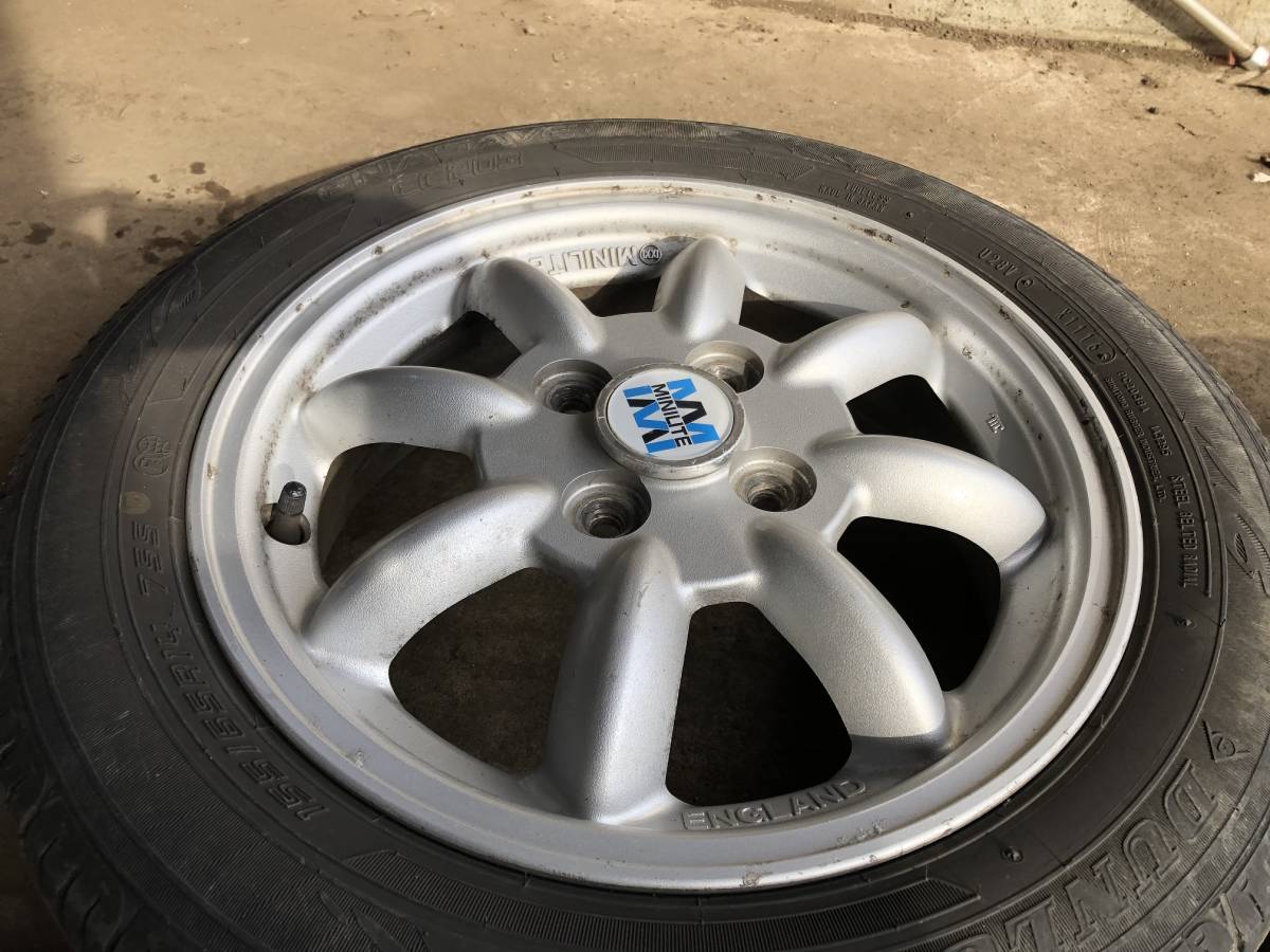 1円スタート】ミニライト ミラジーノ 純正アルミホイール 155/65R14 溝