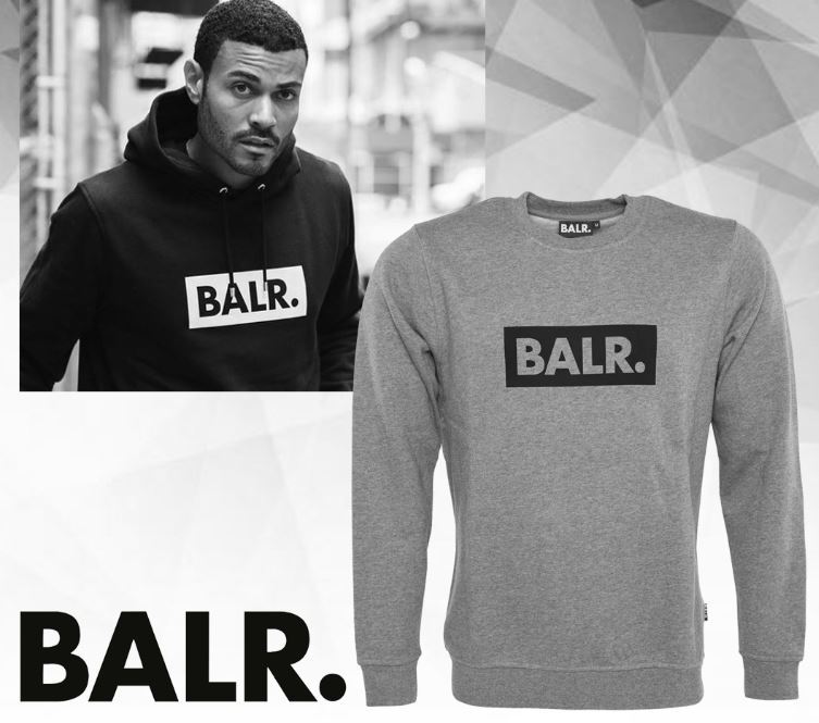 ボーラーBALR. 「Brand Crew Neck Sweather/ブランドクルーネック」ボックスロゴプリントスウェット トレーナー 灰/M  定価２７，５００円