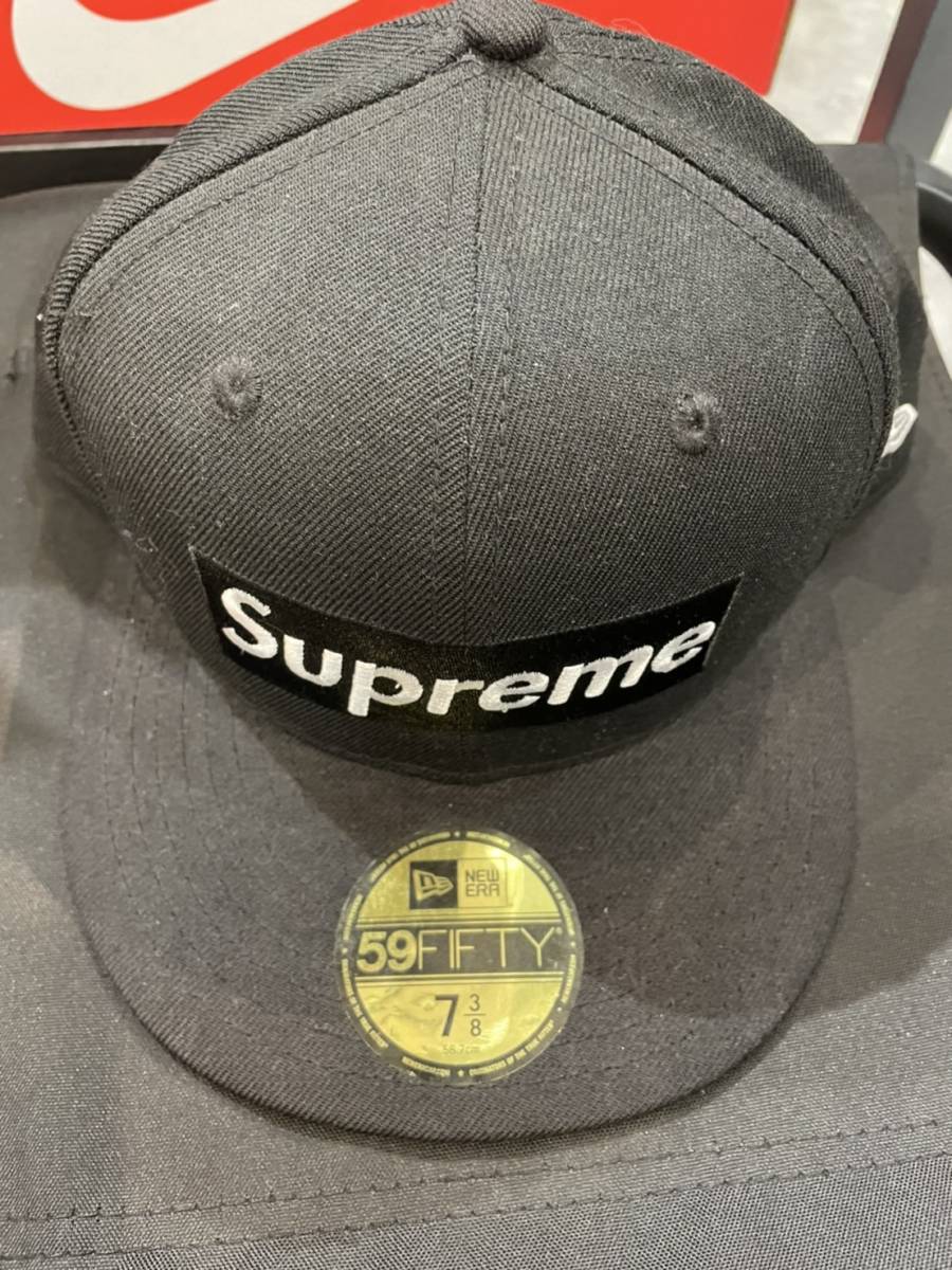 7 3/8 Supreme 16AW R.I.P. Box Logo New Era 中古品 Black シュプリーム ニューエラ ボックスロゴ Cap キャップ ブラック 黒